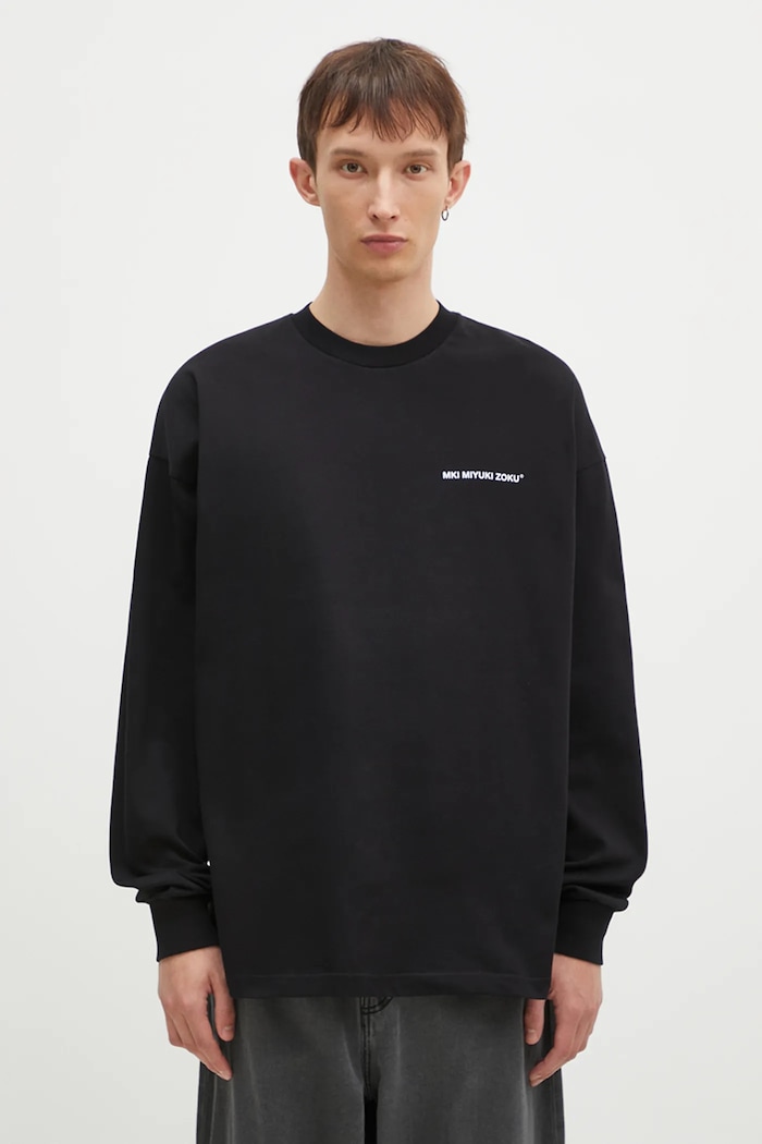 MKI MIYUKI ZOKU longsleeve bawełniany Uniform Long Sleeve Tee gładkie czarny UNIFORM.LONG.SLEEVE.TEE