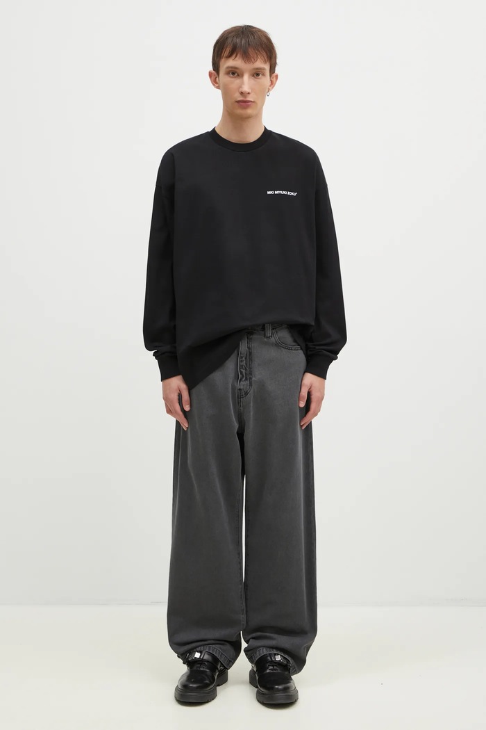 MKI MIYUKI ZOKU longsleeve bawełniany Uniform Long Sleeve Tee czarny UNIFORM.LONG.SLEEVE.TEE