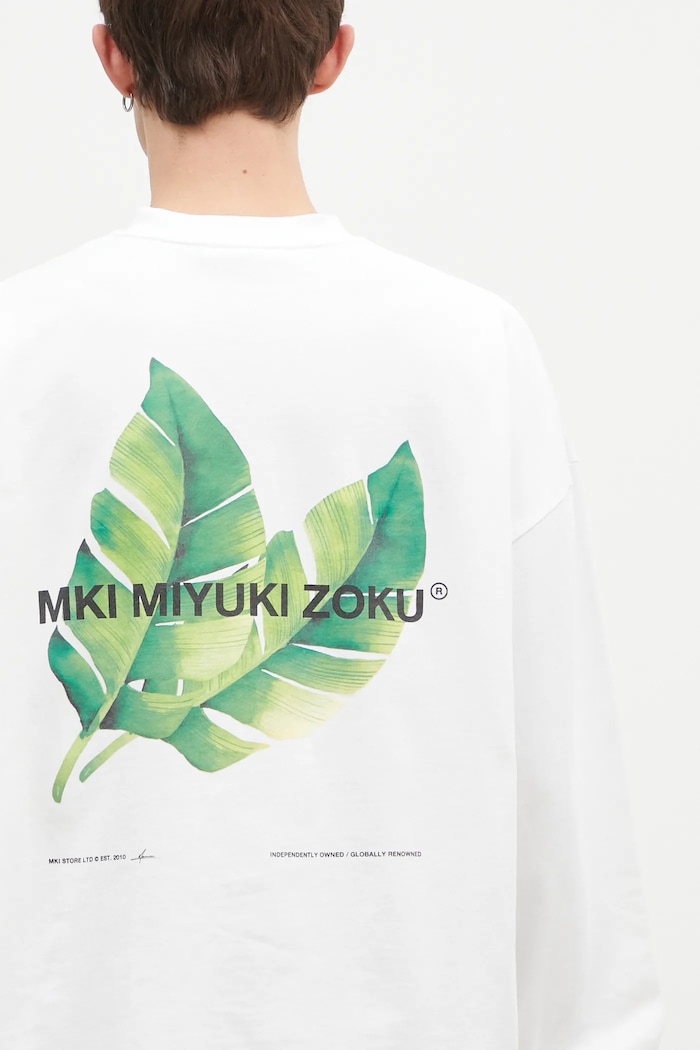 Top a maniche lunghe in cotone Leaf Long Sleeve Tee MKI MIYUKI ZOKU LEAF.LONG.SLEEVE.TEE bianco