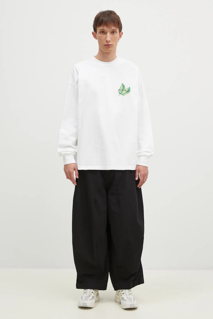 Top a maniche lunghe in cotone Leaf Long Sleeve Tee MKI MIYUKI ZOKU bianco LEAF.LONG.SLEEVE.TEE