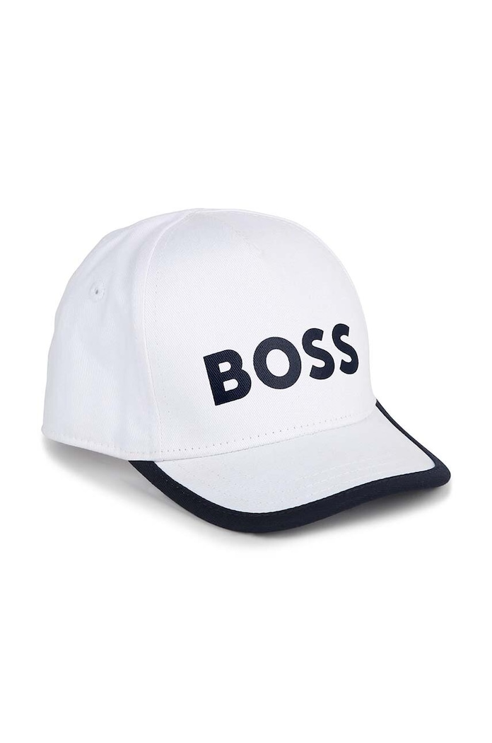 BOSS czapka z daszkiem bawełniana dziecięca nadruk biały J50977.