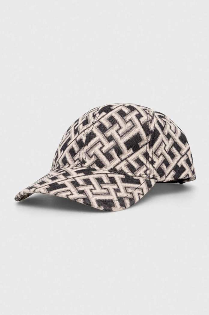Tommy Hilfiger czapka z daszkiem bawełniana wzorzyste czarny AW0AW15773
