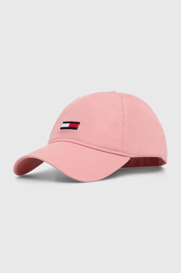 Tommy Jeans czapka z daszkiem bawełniana aplikacja różowy AW0AW15842