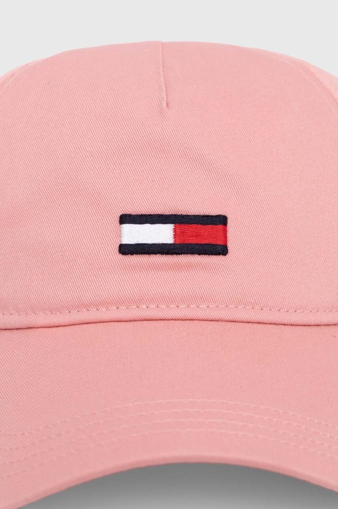 Akcesoria Tommy Jeans czapka z daszkiem bawełniana AW0AW15842 różowy