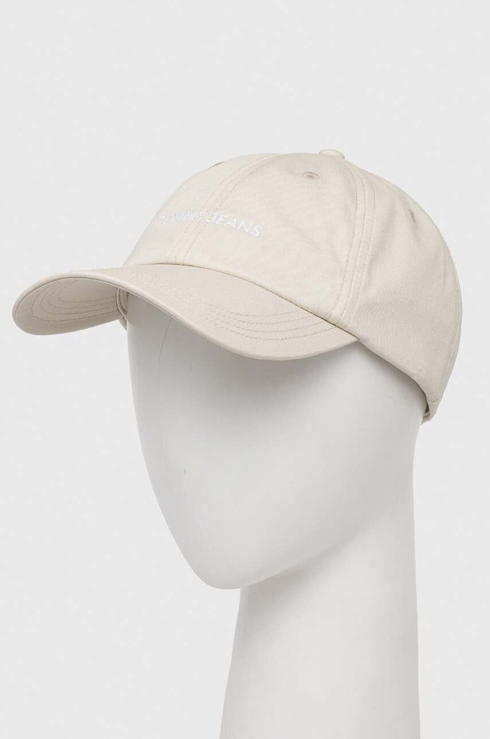 Bavlněná baseballová čepice Tommy Jeans bavlna béžová AW0AW15845