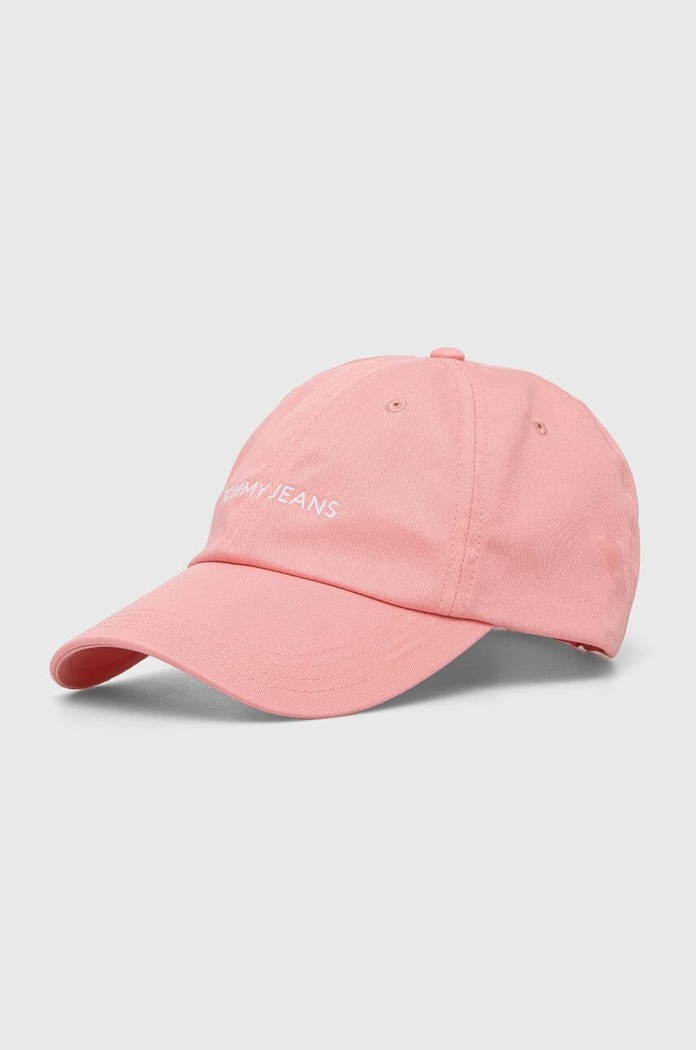 Bavlněná baseballová čepice Tommy Jeans bavlna růžová AW0AW15845