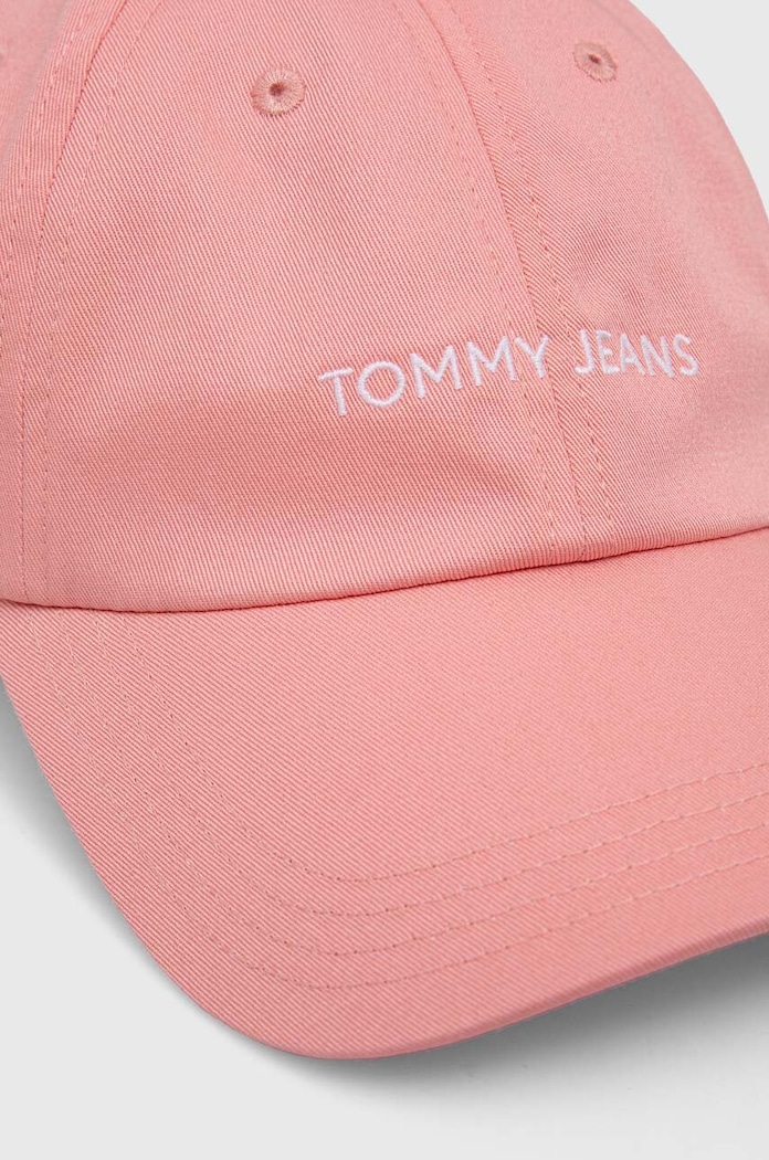Bavlněná baseballová čepice Tommy Jeans AW0AW15845 růžová SS24