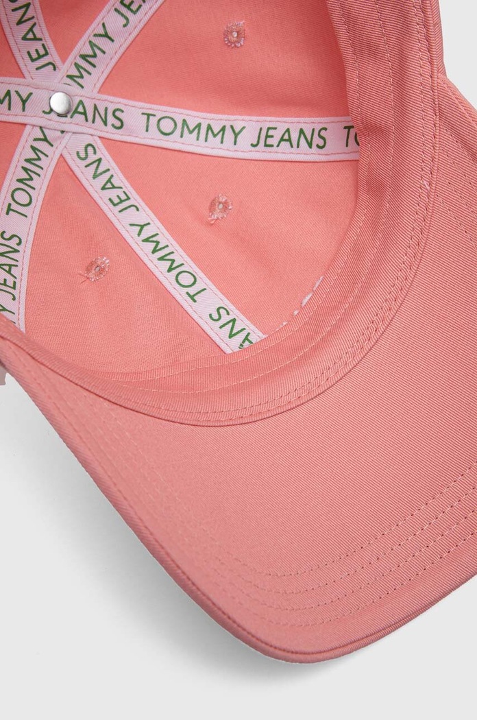 Bavlněná baseballová čepice Tommy Jeans růžová AW0AW15845