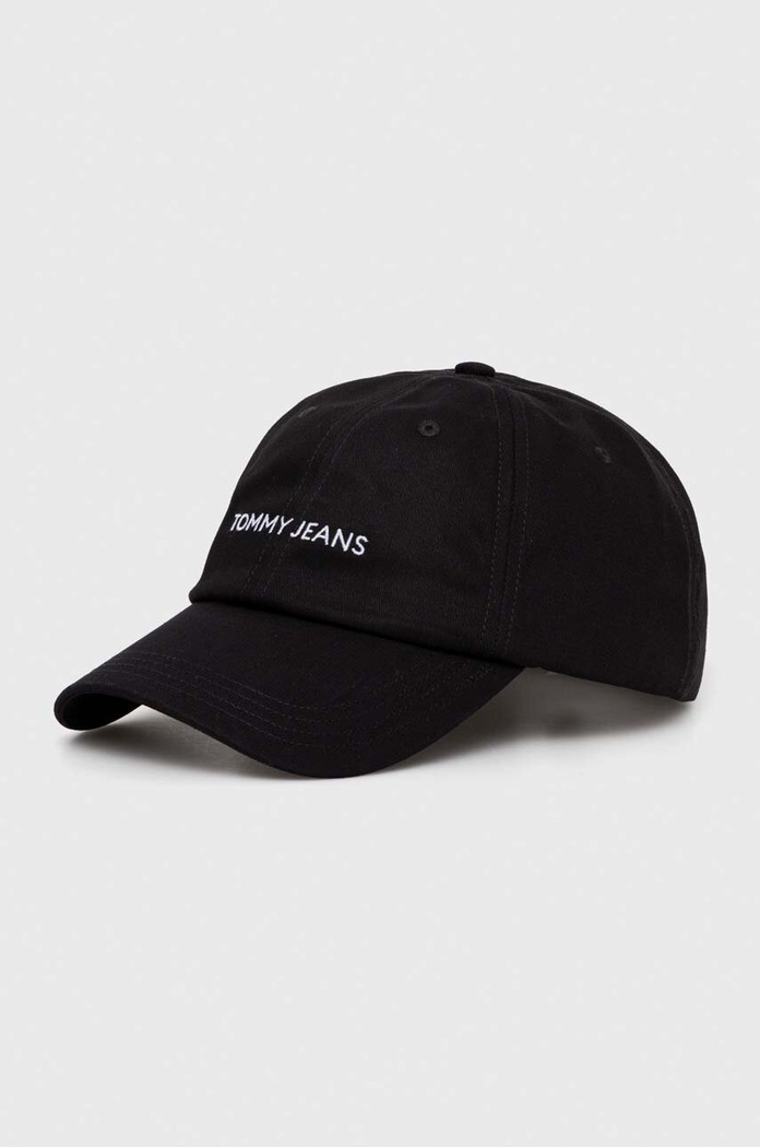 Tommy Jeans czapka z daszkiem bawełniana bawełna czarny AW0AW15845