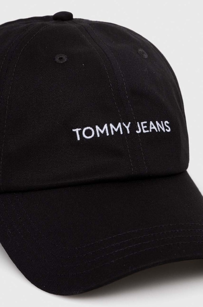 Tommy Jeans czapka z daszkiem bawełniana AW0AW15845 czarny SS24