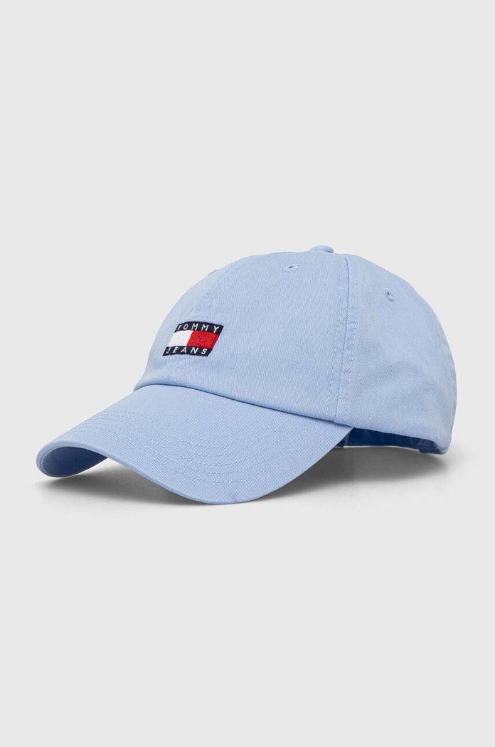 Tommy Jeans czapka z daszkiem bawełniana aplikacja niebieski AW0AW15848