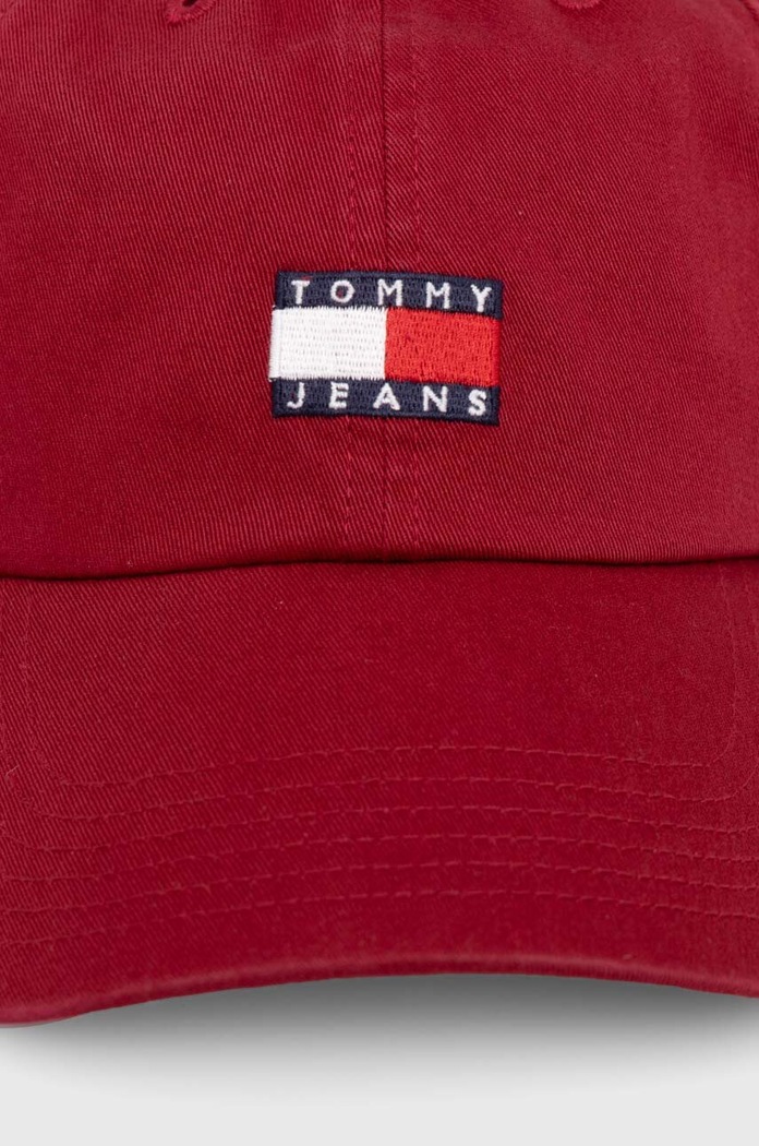 Akcesoria Tommy Jeans czapka z daszkiem bawełniana AW0AW15848 bordowy