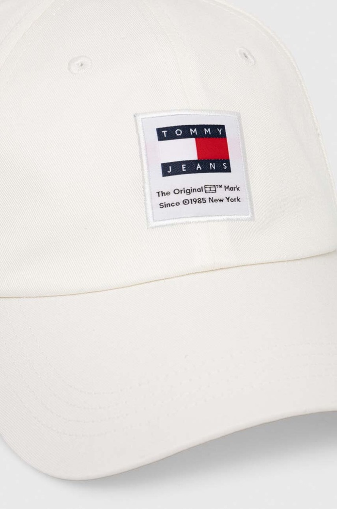 Tommy Jeans șapcă de baseball din bumbac AW0AW16117 alb SS24