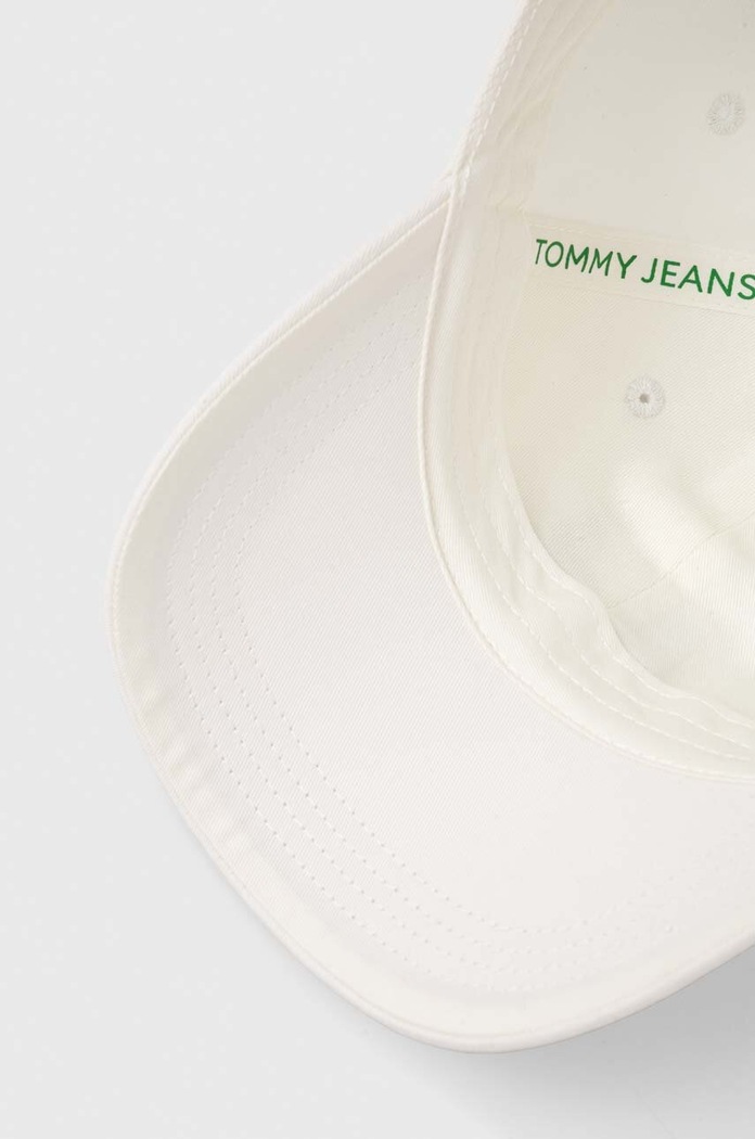Tommy Jeans șapcă de baseball din bumbac alb AW0AW16117