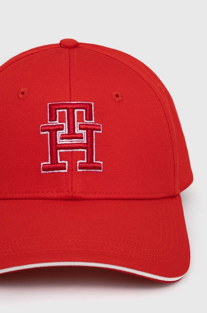 Bavlněná baseballová čepice Tommy Hilfiger AW0AW16177 červená SS24
