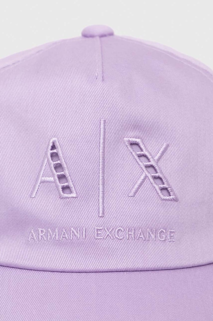 Armani Exchange czapka z daszkiem bawełniana 944206.4R108 fioletowy SS24