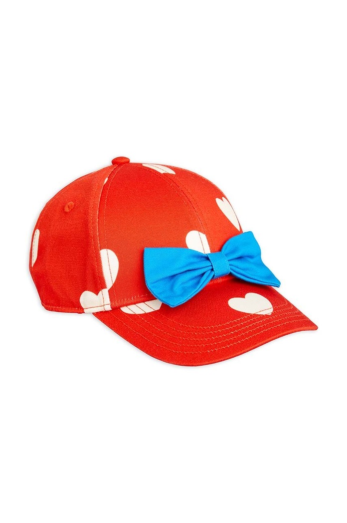 Детска памучна шапка с козирка Mini Rodini Hearts памук оранжев 2426510442