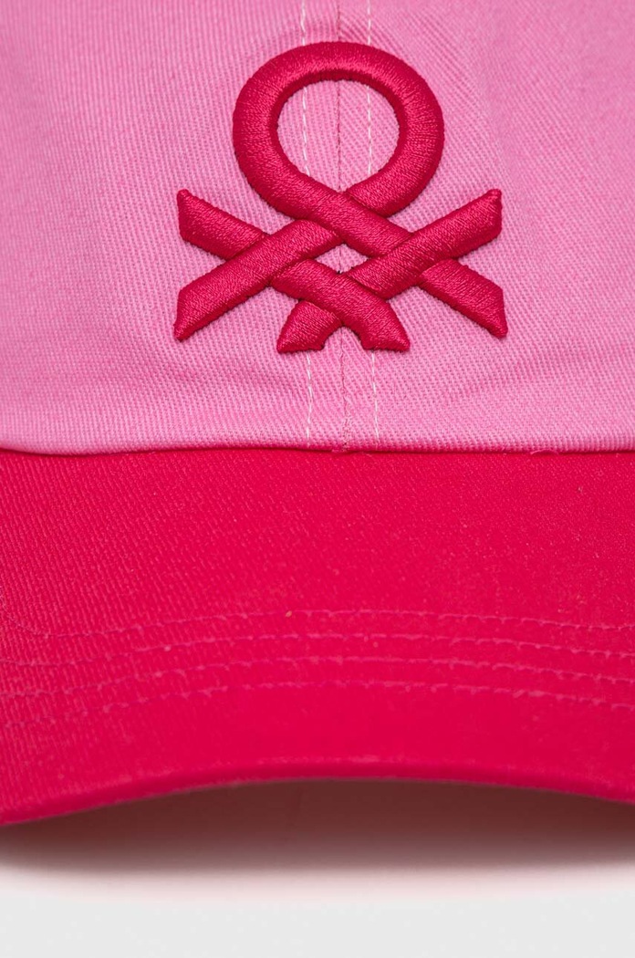 United Colors of Benetton czapka z daszkiem bawełniana dziecięca 6G0QCA01C.G.Sea.PPYH różowy SS24