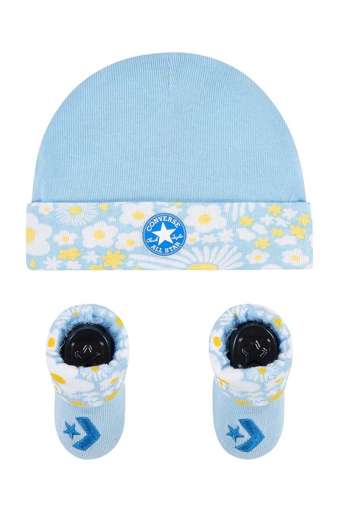 Converse komplet niemowlęcy - czapka i skarpetki 2-pack wzorzyste niebieski NC0331.G