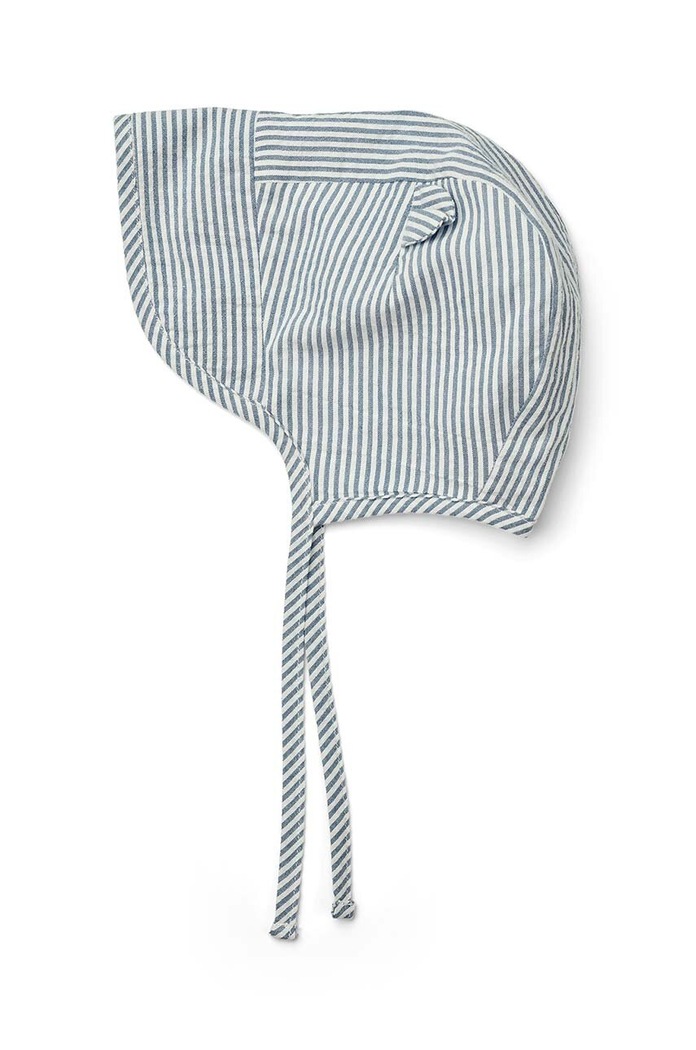 Liewood czapka bawełniana niemowlęca Rae Baby Stripe Sun Hat With Ears wzorzyste niebieski LW17687