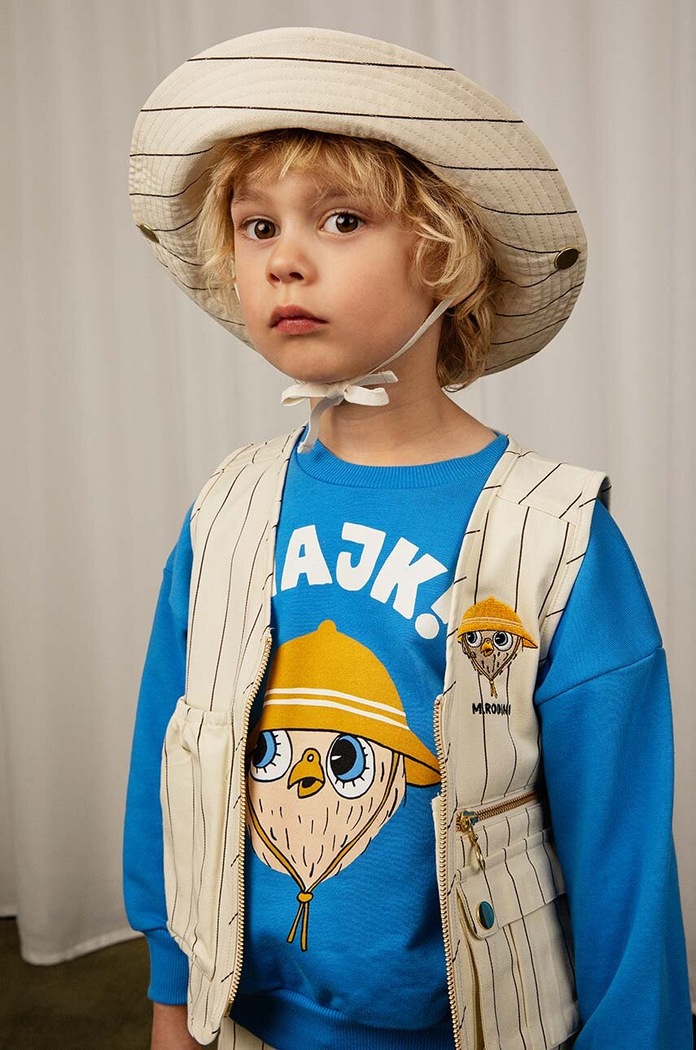 Mini Rodini kapelusz bawełniany dziecięcy Feather hike wzorzyste biały 2426510011