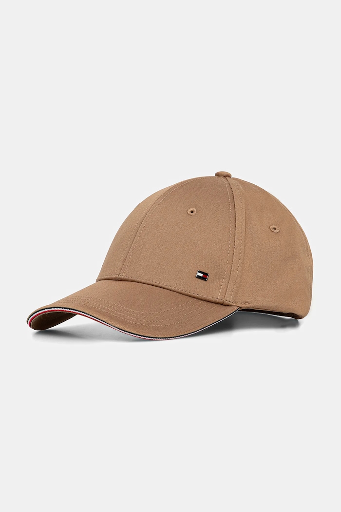 Tommy Hilfiger czapka z daszkiem męska bawełniana bawełna brązowy AM0AM12035