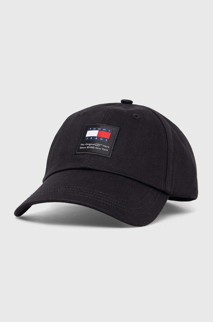 Tommy Jeans pamut baseball sapka aplikációval fekete AM0AM12016