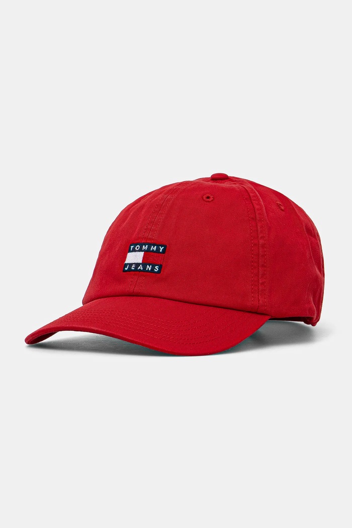 Bavlnená šiltovka Tommy Jeans červená AM0AM12020