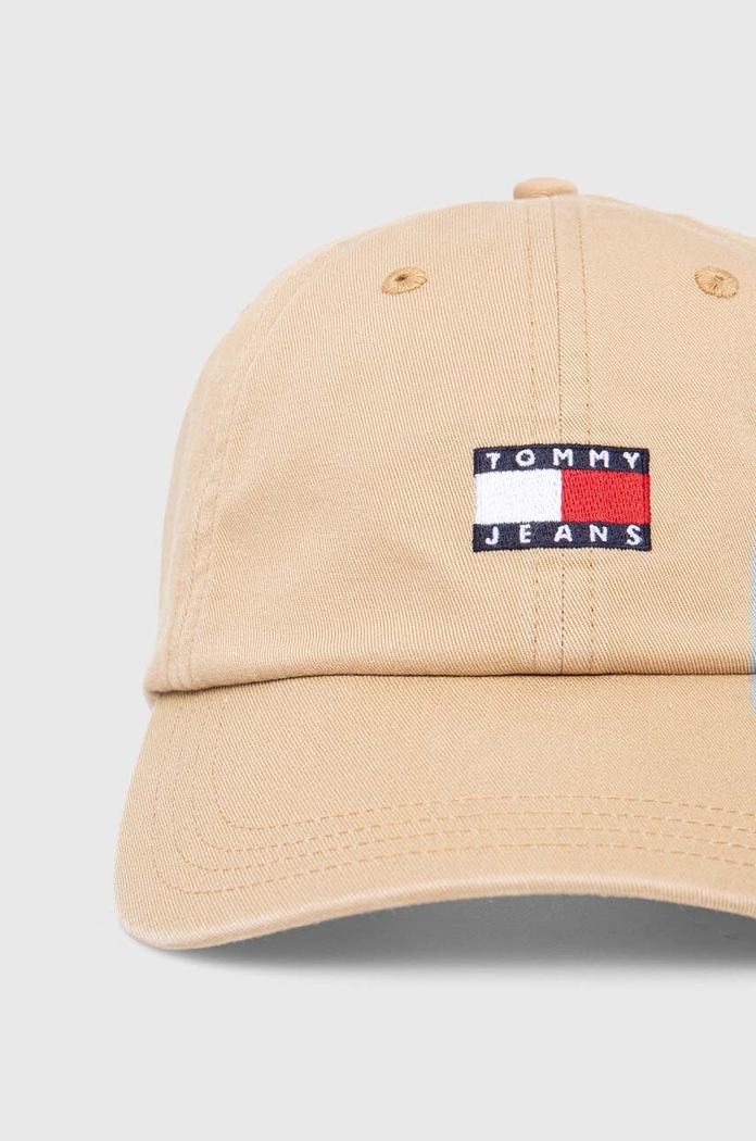 Βαμβακερό καπέλο του μπέιζμπολ Tommy Jeans AM0AM12020 μπεζ AW25