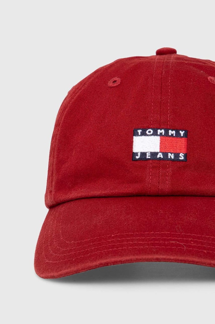 Βαμβακερό καπέλο του μπέιζμπολ Tommy Jeans AM0AM12020 μπορντό AW25