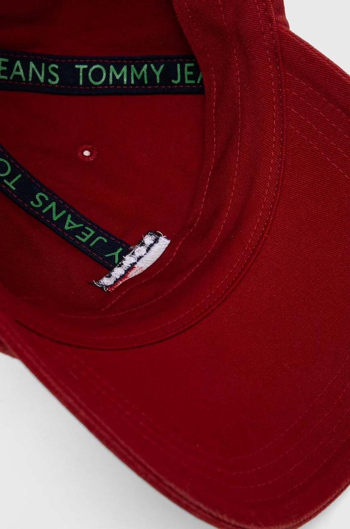 Βαμβακερό καπέλο του μπέιζμπολ Tommy Jeans μπορντό AM0AM12020