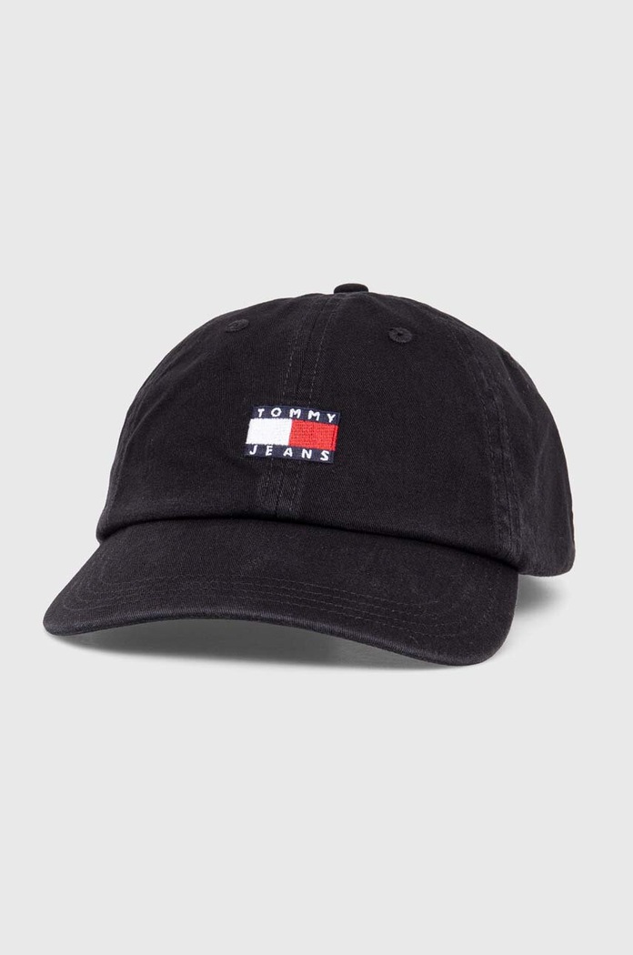 Tommy Jeans czapka z daszkiem bawełniana aplikacja czarny AM0AM12020