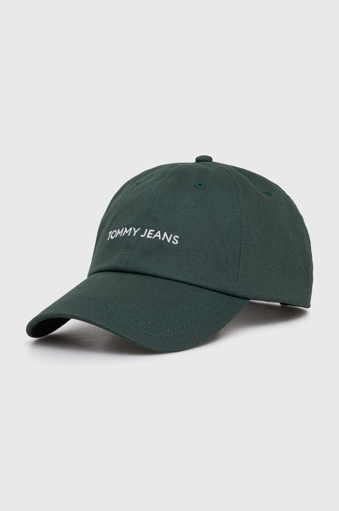 Tommy Jeans czapka z daszkiem bawełniana wzorzyste zielony AM0AM12024