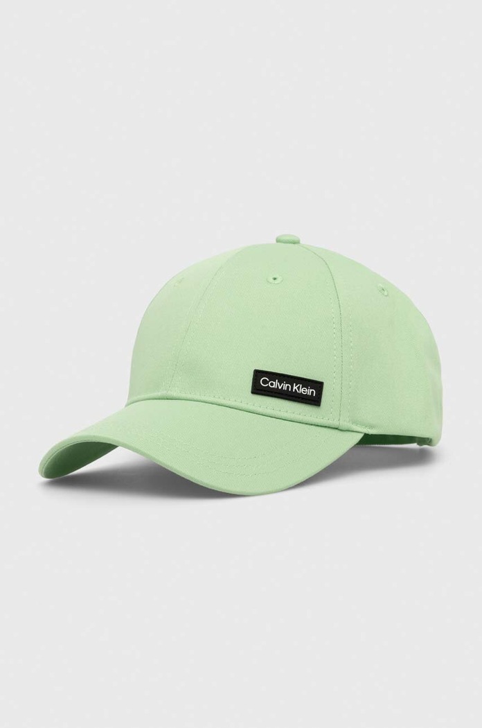 Pamučna kapa sa šiltom Calvin Klein natpis zelena K50K510487