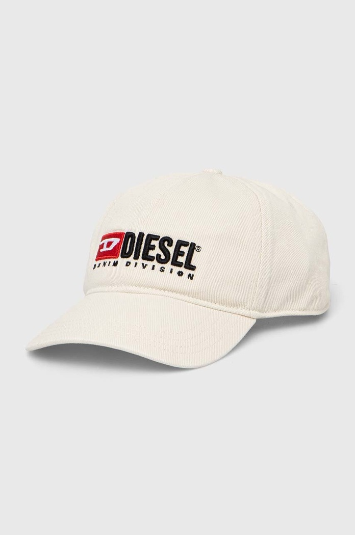 Pamučna kapa sa šiltom Diesel CORRY-DIV-WASH natpis bež A11356.0PFAA