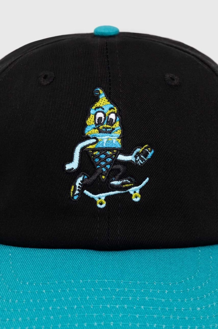 Bavlnená šiltovka ICECREAM Team EU Skate Cone Dad Cap IC24141 čierna SS24
