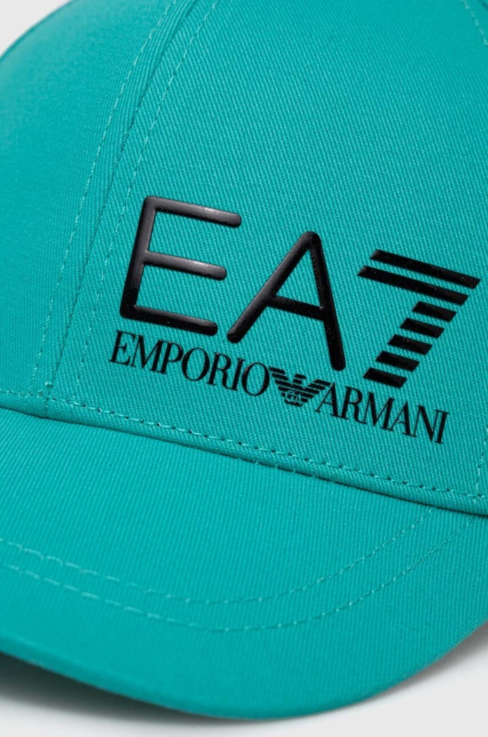EA7 Emporio Armani czapka z daszkiem bawełniana CC010.247088.26483 turkusowy SS24
