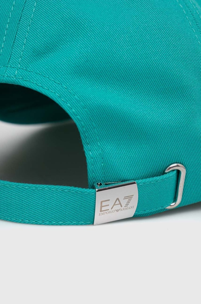 Akcesoria EA7 Emporio Armani czapka z daszkiem bawełniana CC010.247088.26483 turkusowy