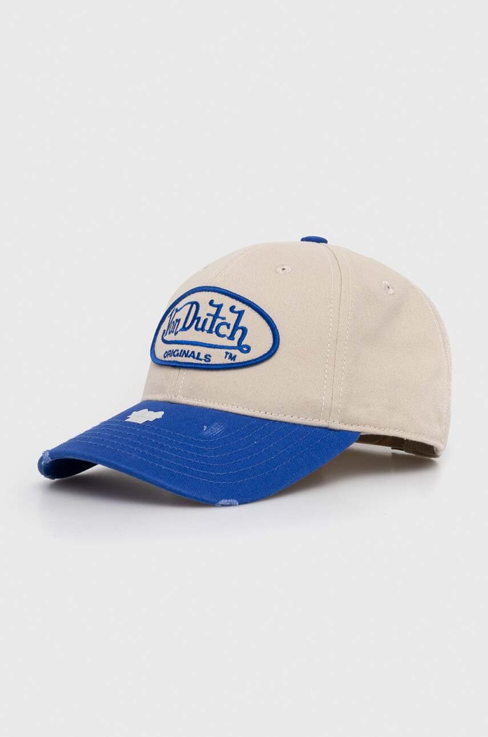 Von Dutch czapka z daszkiem bawełniana aplikacja niebieski 7030578
