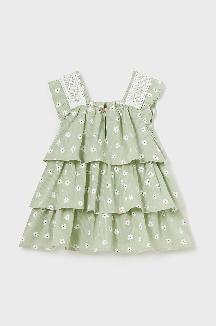 Mayoral Βρεφικό βαμβακερό φόρεμα Mayoral 1922.4H.Baby.PPYH πράσινο SS24
