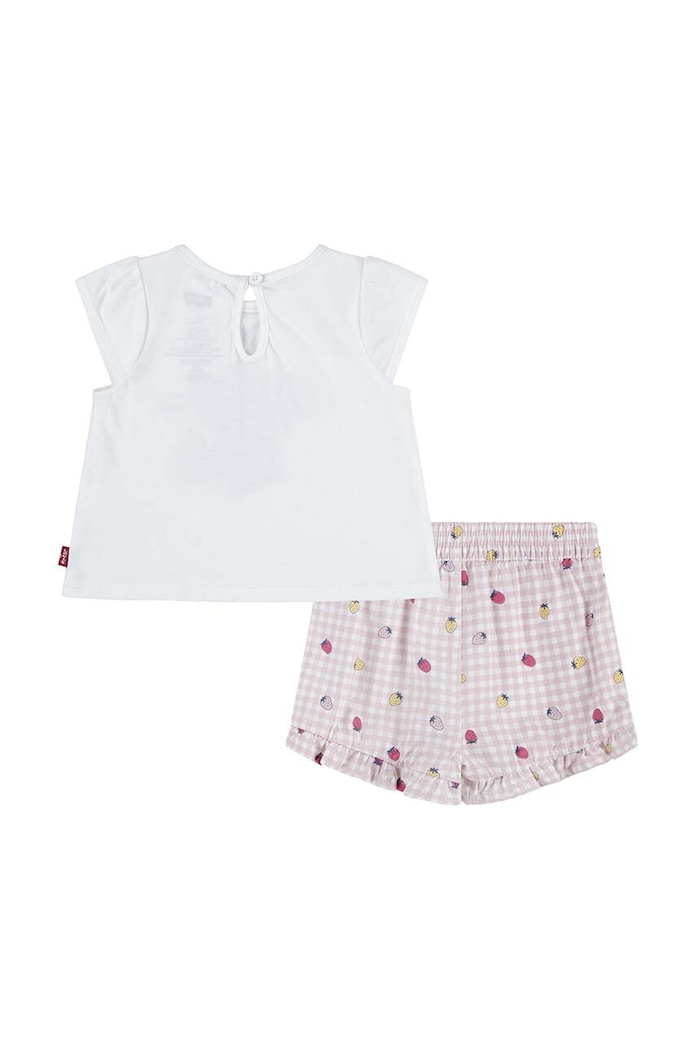 Levi's compleu bebe LVG LIV TEE & RUFFLE SHORT SET 1EK319 roz SS24