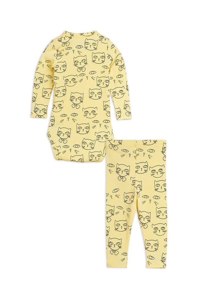 Mini Rodini Compleu bebe Cathlethes 2424010623 galben SS24