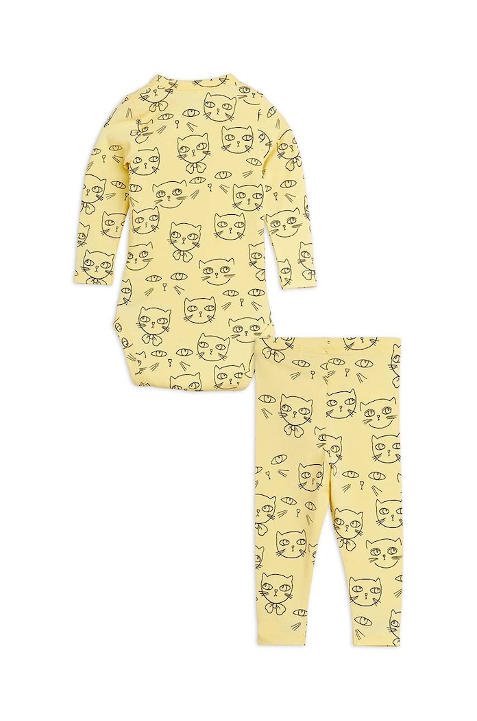 Mini Rodini Compleu bebe Cathlethes 2424010623 galben SS24