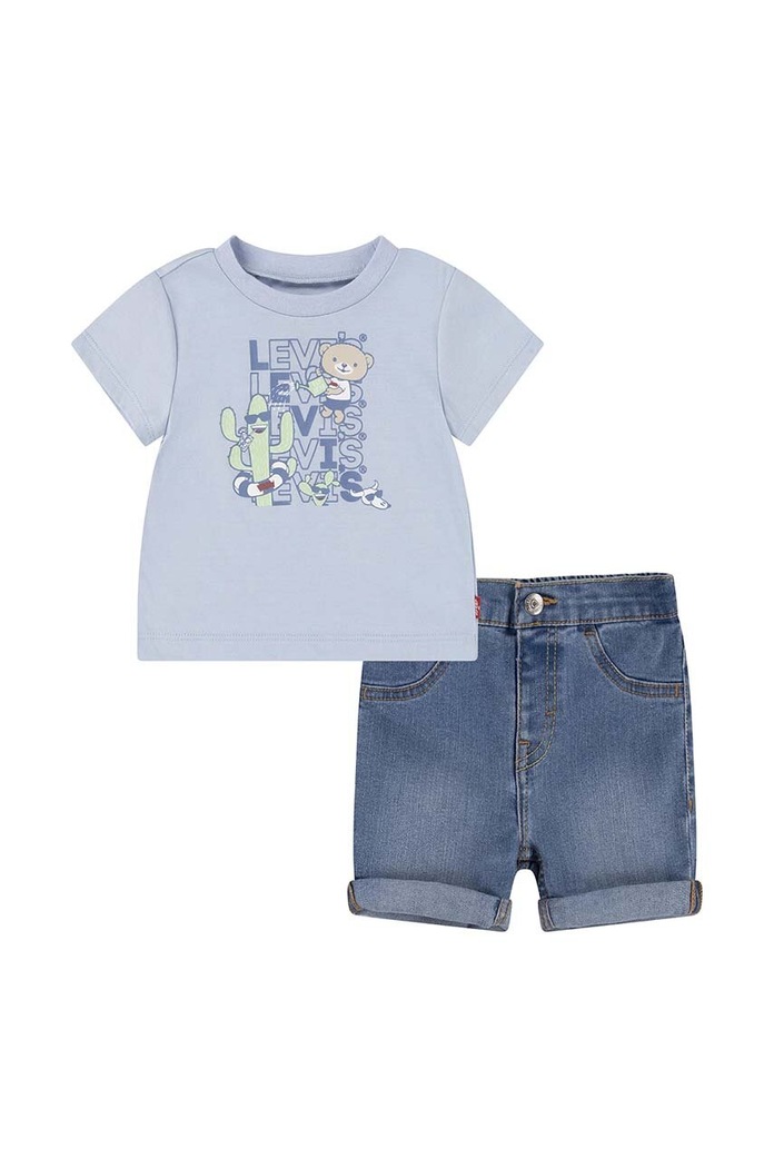 Levi's compleu bebe LVB CRITTER STACKED LOGO TEE S 6EK235 albastru SS24