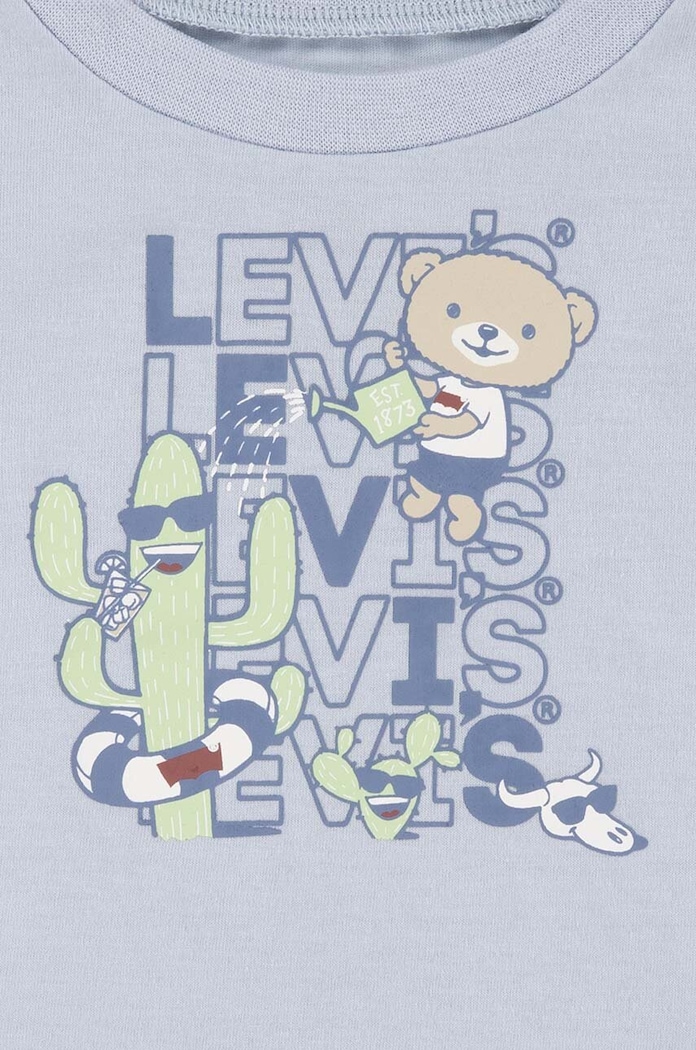 Levi's compleu bebe LVB CRITTER STACKED LOGO TEE S albastru 6EK235
