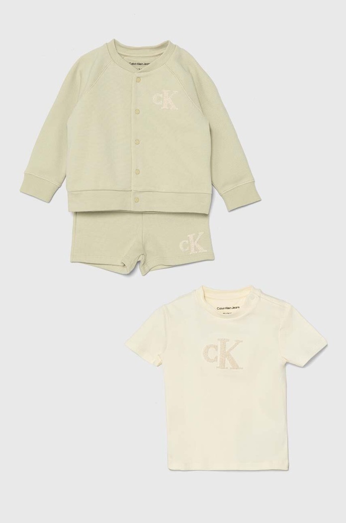 Calvin Klein Jeans komplet niemowlęcy dzianina beżowy IN0IN00184.PPYH