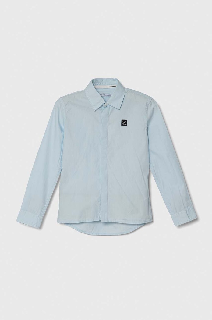Детска памучна риза Calvin Klein Jeans памук син IB0IB01962.128.176.PPYH