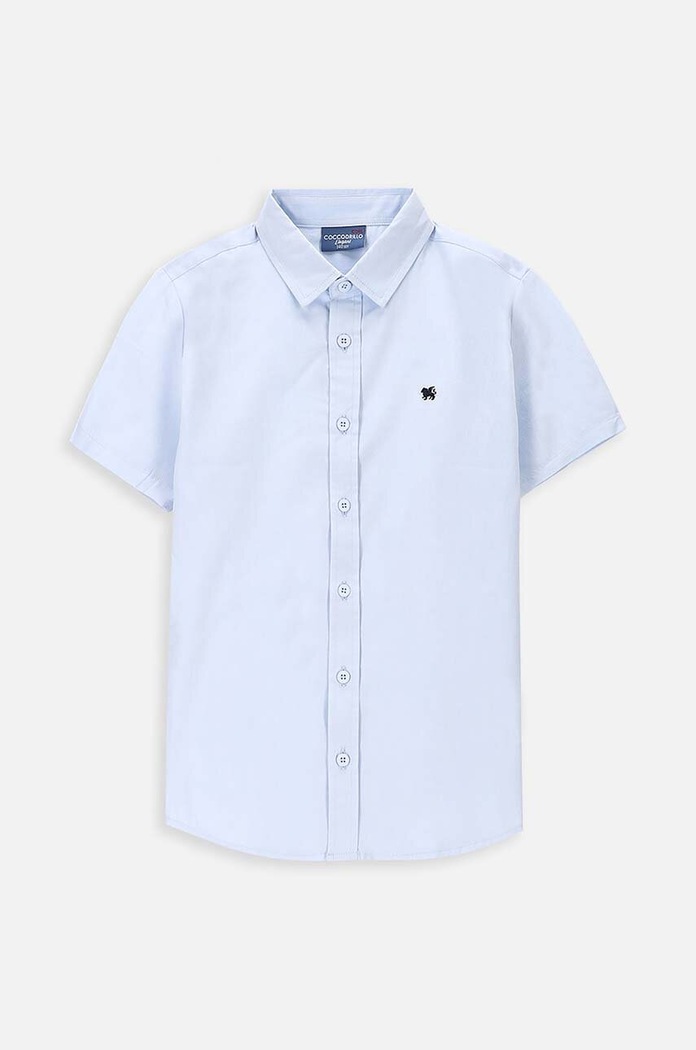 Coccodrillo koszula bawełniana dziecięca WC4136202EJB niebieski SS24