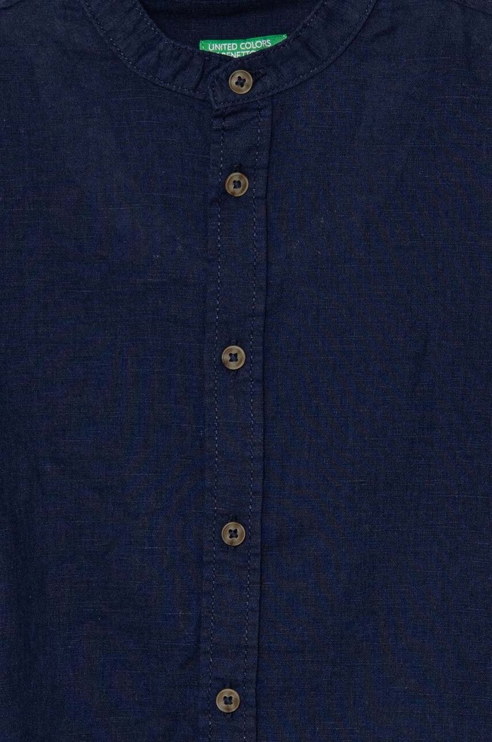 Αγορίστικα Παιδικό λινό πουκάμισο United Colors of Benetton 5OK4GQ01L.P.Seasonal σκούρο μπλε
