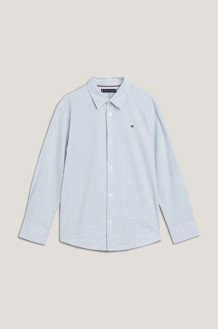 Dětská bavlněná košile Tommy Hilfiger dlouhý modrá KB0KB08986.128.176.PPYH